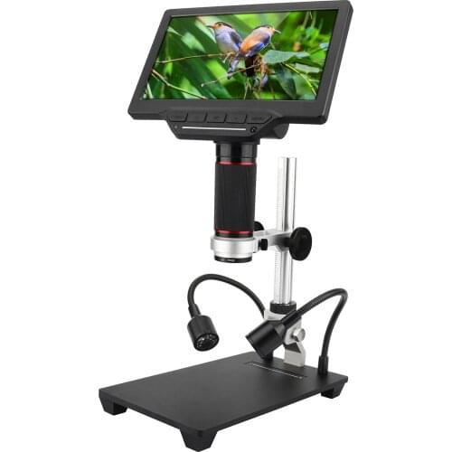 7-inch LCD Video Microscope with 32GB TF Card 1200X Microscope&Telescope 1080P with IR Remote Adjustable Metal Stand&LED Light