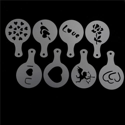 1set Valentines Day Love Angel Cappuccino Coffee Template Mold Plastic Cake Stencils Decoration Christmas