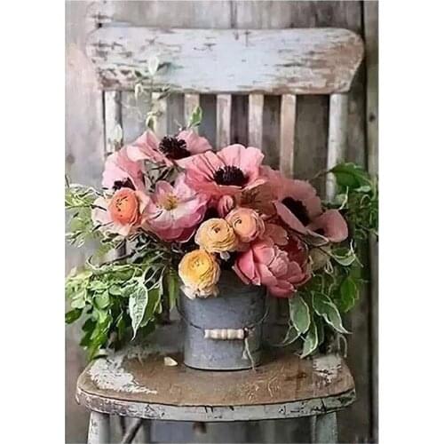 Diamond Painting Full Circle Diamond Kit Rhinestone Picture Art Craft Home Door Decoration Bonsai Flower