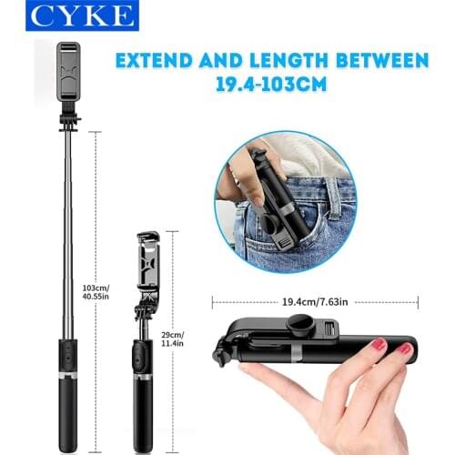 CYKE Q02 Bluetooths Selfie Stick Smartphone Tripod Wireless Remote Mini Extendable 4 in 1 360 Degree Rotation Stabilizer Holder