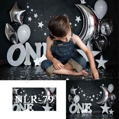 Childrens Birthday Party Photo Background Ballons 1 Year Birthday Celebration Baby Shower Decorations Black Photo Backdrop