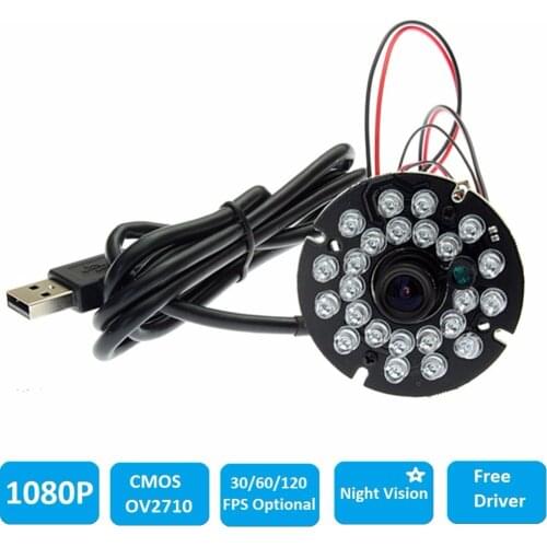 ELP 1080P CMOS OV2710 MJPEG 30fps 60fps 120fps High Speed USB 2.0 Infrared Night Vision Camera Module with 940nm ir pass filter
