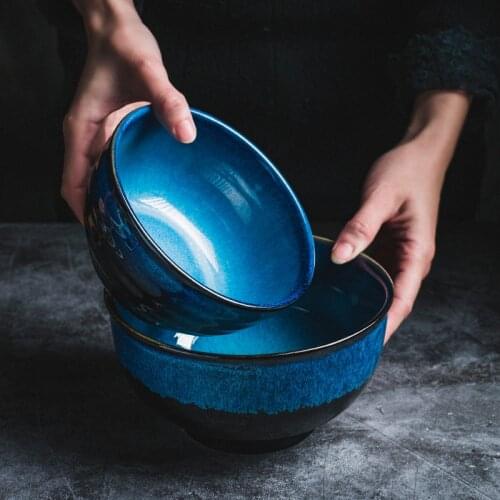 Casa forno in ceramica trama casuale colore smaltato personalita ciotola Noodle insalatiera zuppa di porcellana utensili cucina