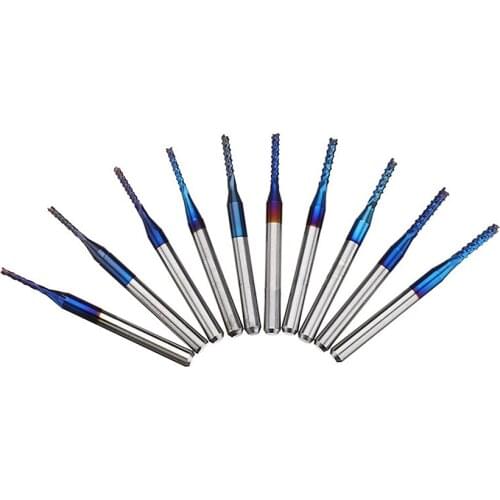 10pcs 3.175mm Titanium Coated Essential CNC Router Bits End Mill Cutter Mini PCB Carbide Milling Cutter Kit Set For Milling Tool