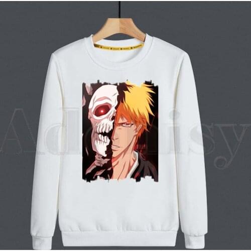Bleach Anime Kurosaki ichigo Zaraki Kenpachi Hoodies Sweatshirt Print Trend Mens Clothes Hip-Hop Male Crewneck Hoodies Men