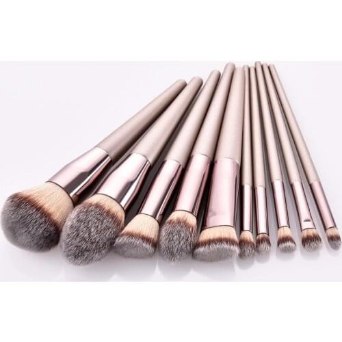 ENNKE Makeup Brushes 10 Pcs/Set Champagne Color Synthetic Hair High Quality Cosmetic Set Kit Brochas Para Maquillaje Brushes