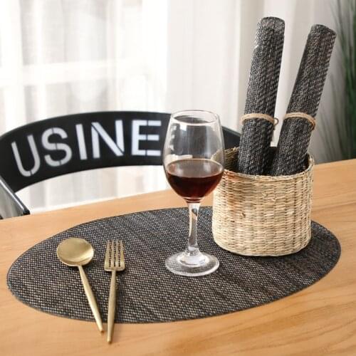 Coffee table mat table mat Japanese style PVC simple oval table mat striped table cloth table cloth bowl mat potholder placemat
