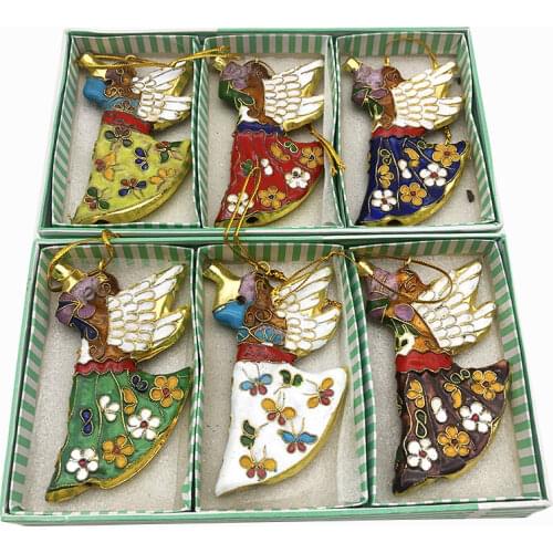 Collectibles 6pcs Classic Chinese Handmade Cloisonne Angel Decor Ornaments Charm