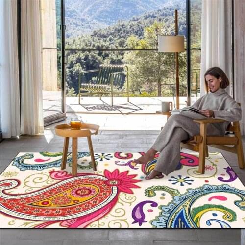 Morocco Ethnic-Style Rug European-Style Persian Large Circle Red Yellow Carpet Living Room Bedroom Bed Blanket Kitchen Floor Mat