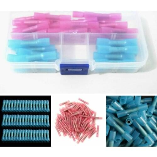 Red+Blue Waterproof Heat Shrink Butt Connectors Electrical Wire Splice Cable Crimp Terminals Connector 50x/Set