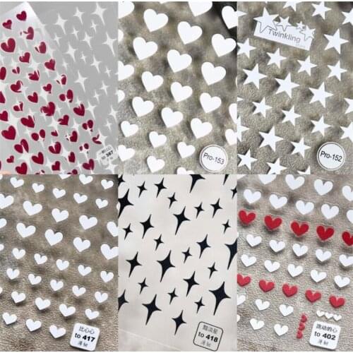 Colorful Heart & Star Bubble Cute Image Quality 3D Engraved Nail Stickers Nail Art Decorations Nail Decals Design