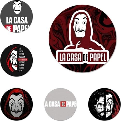 De Papel Icons Pins Badge Decoration Brooches Metal Badges For Clothes Backpack Decoration 58mm