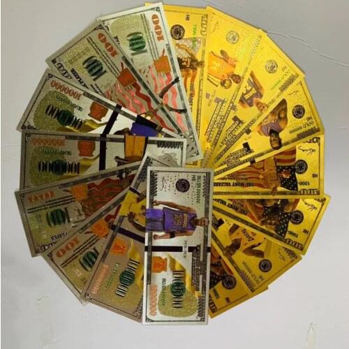 Miexd 8PCS Gift Ideas for Kids 1000000 US dollar Colorful Gold Banknote Gold Plated Banknote Money American Bill Note