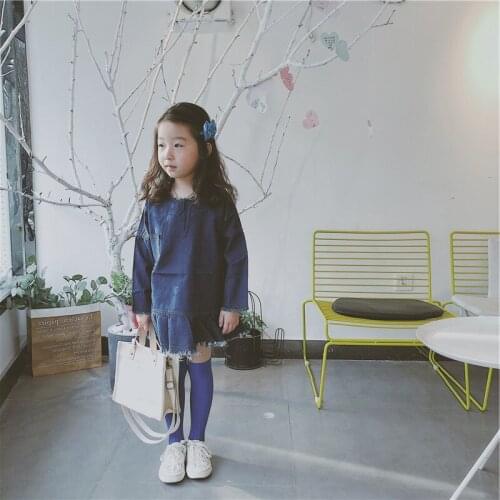 Fashion New Girl Denim Dress Children Clothing Party Dresses Autumn Long Sleeve Denim Dress Clothing for Girls School Costumes