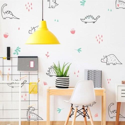Cartoon Wall Stickers Small Dinosaur Decals Bedroom Living Room Decoration Wallpaper Nursery Kids Room for Furniture