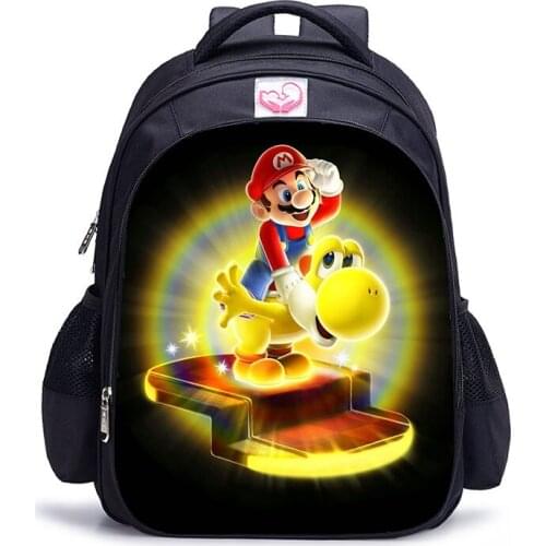 16 Inch Mario Bros Children School Bags Orthopedic Backpack Kids School Boys Girls Teenage Mochila Infantil Catoon Bags Gift