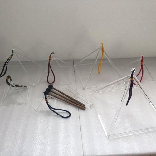 7pcs crystal singing pyramids 3" 4" 5" 6" 7" 8" 9" crystal singing tetrahedron with strings + crystal mallets and rubber sticks