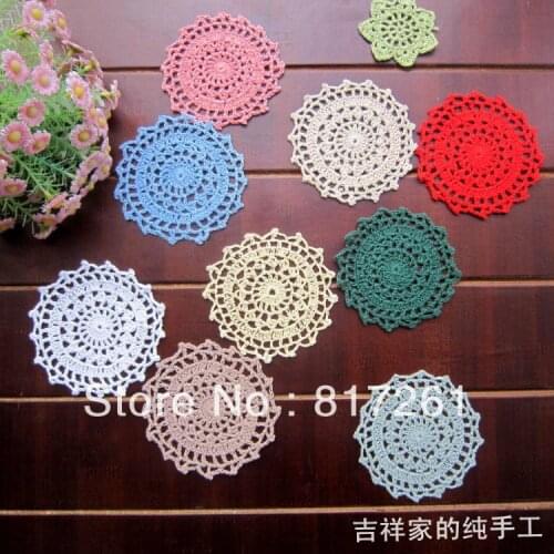2015 new arrival fashion 30pic/lot ace flowers crochet coasters cotton felt as innovative item for home decor for wedding decor