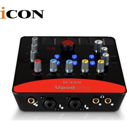 ICON Upod Pro Professional External Sound Card 2 mic-In/1 Guitar-In, 2-Out USB Recording Interface 48V Phantom Power Equipped