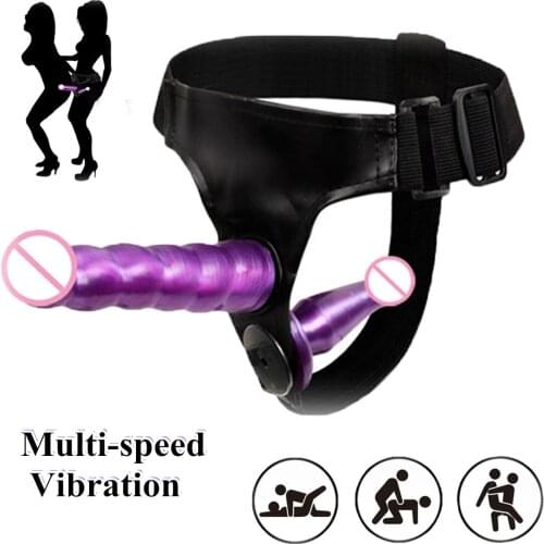 Wire Remote Control Strap on Double Dildo Vibrator Anal Plug Vagina Strapon Sex Toys for Women Lesbian Adult Game