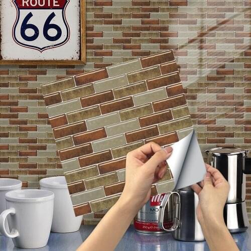 Self-Adhesive Backsplash Tile Peel and Stick Wall Sticker Kitchen Bathroom Removable PVC Waterproof Wallpaper Home Decor