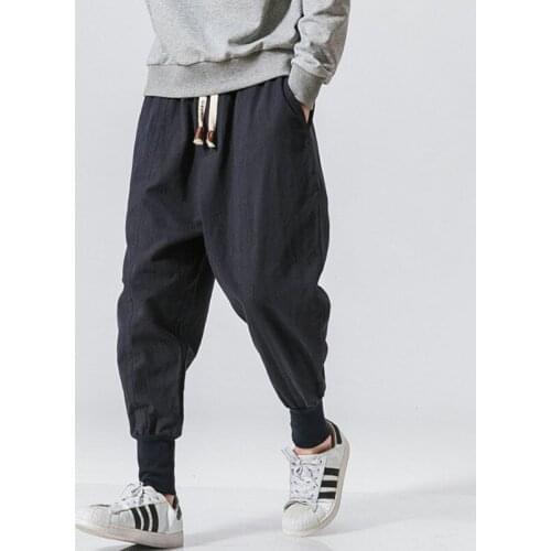 2021 new style Chinese style harem pants mens street casual jogging mens pants cotton linen sports pants and ankle mens pants