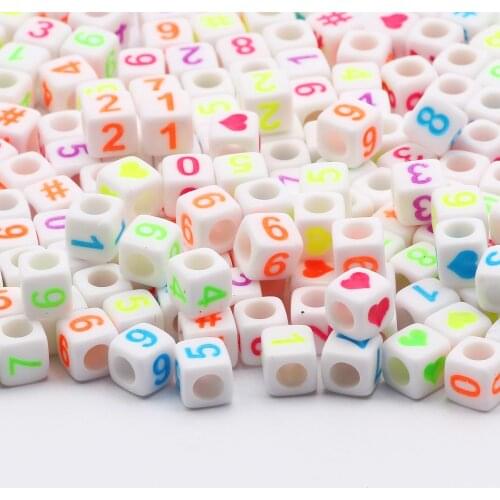 Mix White Square Arabic Numerals Acrylic Beads 6x6mm Spacer Loose Beads For Jewelry Making Diy Necklace Bracelet Accessories