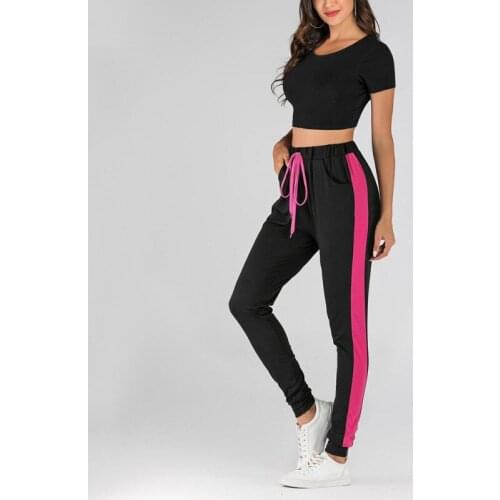 2019 Spring Sweatpants Women Casual Pencil Pants Loose Trousers For Women Black Striped Side Sweat Pants Female Plus Size S-XL
