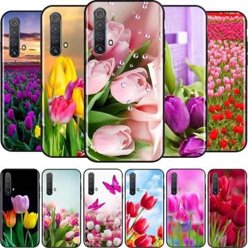 Spring Tulips Flower Silicone Cover For Realme V15 X50 X7 X3 Superzoom Q2 C11 C3 7i 6i 6s 6 Global Pro 5G Phone Case