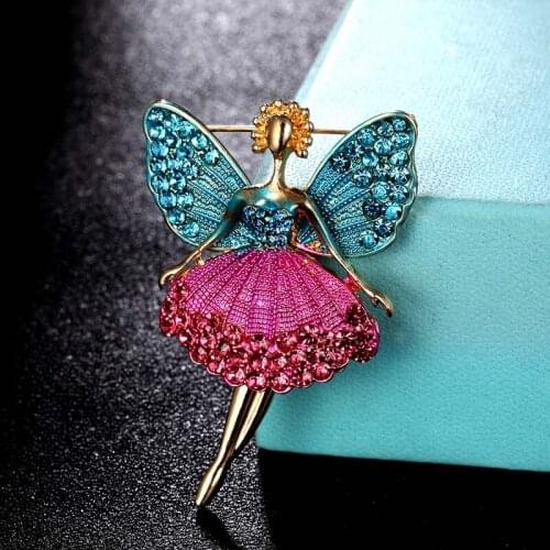 Zlxgirl fashion colorful butterfly girl brooch and pendant jewelry womens Enamel gold scarf pins Clothes Lapel Pin Jewelry