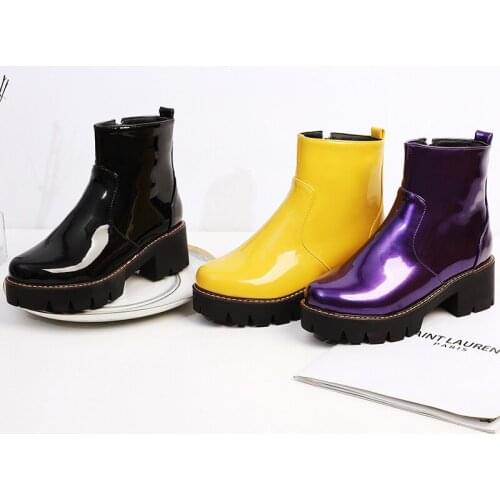 2021 Women Chelsea Designer Ankle Boots Winter Chunky Wedges Platform Short Boots Lady Purple Streetwear Booties Big Size Shoes