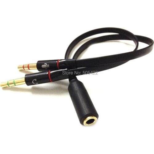 1 Female to 2 male Headphone Earphone 3.5mm Audio Cable Micphone Splitter Adapter Connected Cord Cable