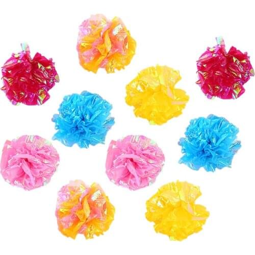 10PCS Cat Toy Crinkle Ball Interactive Cat Mylar Crinkle Ball Ring Paper Sound Toy for Kitten Playing Pet Cat Products Supplies