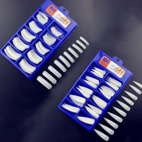 100pcs Nail Tips Half Cover Artificial False Nails Salon Fake Nail Tips Transparent,White,Natural DIY Acrylic UV Gel Tips Sets