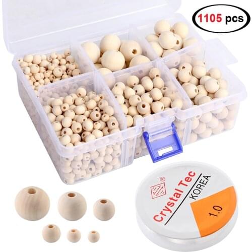 1105pcs natural Wood Beads For Jewelry Making Diy Bracelet necklace Eco-Friendly Unfinished round spacer Beads wholesale