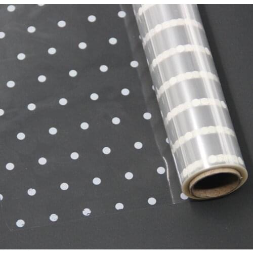 20m White Dots cellophane Cello Film Design Clear Polypropylene Gift Basket Wrap Filler bopp film Roll