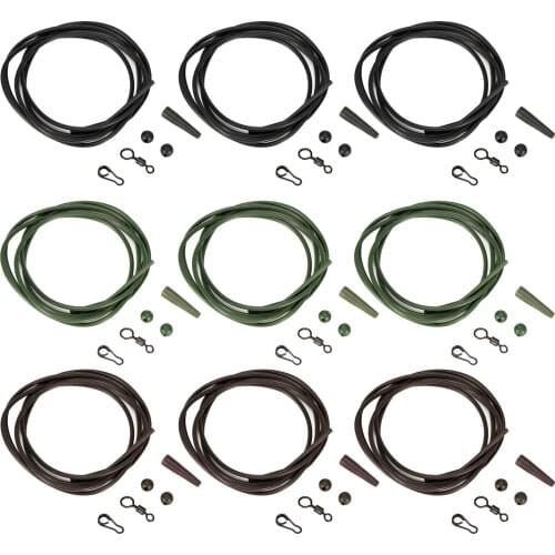 3 Sets Silicone Fishing Rig Tubing Carp Fishing Sleeves Rolling Tackles Clip