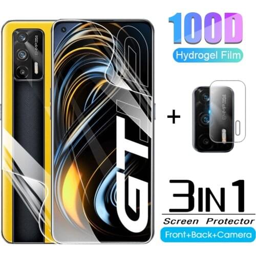 3in1 Front Back Hydrogel Film For Realme GT 5G Screen Protector For oppo realme gt neo Realmy GT 5G Camera Lens Protective Film