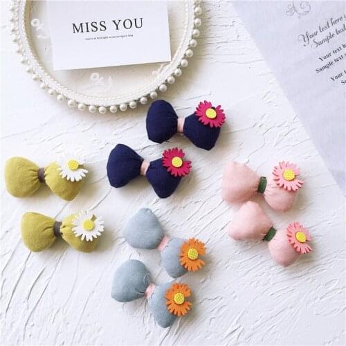 7pcs/lot 5cm DIY Handmade Pp cotton bow bread tied Daisy Padded Patches Appliques For Clothes DIY girls Hair Decoration