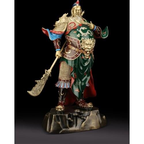 Large Southeast Asia High-grade buddha Home store company Shrine Good luck God of wealth GUAN GONG color copper statue