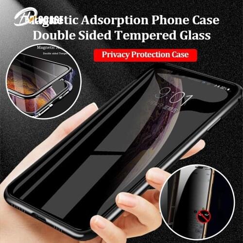 Phone Case for iPhone 11 Pro Max Anti Peep Privacy Magnetic Glass Double-side Antispy Cover For iPhone 7 8 Plus X XS XR XS MAX