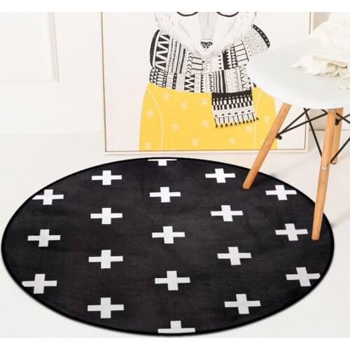 Nordic Gray White Children Play Tent Floor Mat Geometric Pattern Round Carpets For Living Room Cloakroom Computer Chair Area Rug