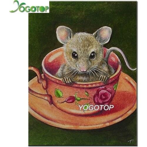 DIY Diamond embroidery Tea Cup Mouse Miniature Needlework Full Square/Round Diamond Painting Cross Stitch Wall Art YY2398