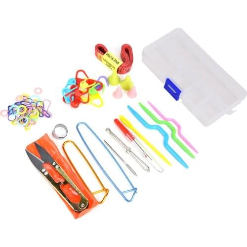 Home DIY Brand Knitting Tools Set Crochet Latch Curve Needle Mark Hand Crochet Knitting Needles Weave Accessories With Case Box