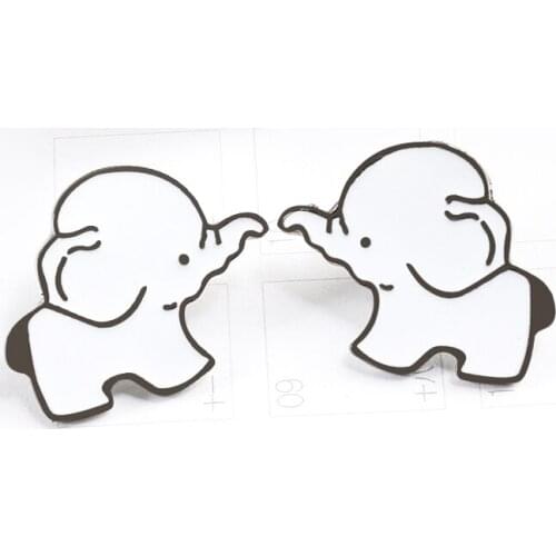 Couple Elephant Brooches Cartoon Animal Enamel Pins Cute Metal Bag Clothes Badges Collar Lapel Pin Fashion Jewelry Gift for Kids
