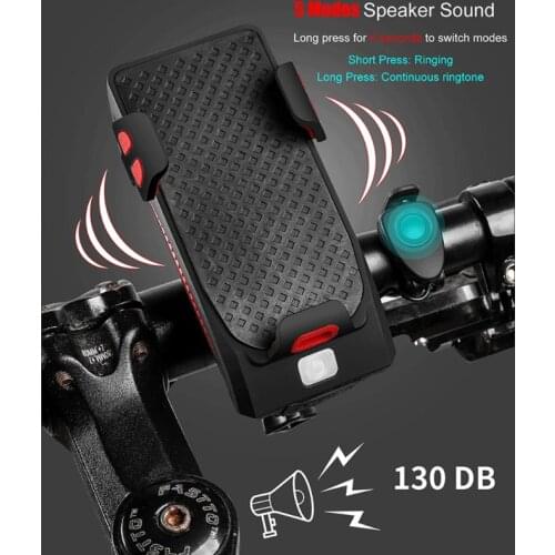 4 In 1 Bike Front Light LED Headlight with Horn Phone Holder 2000mAh USB Rechargeable Power Bank Bicycle AccessoryNew Xu