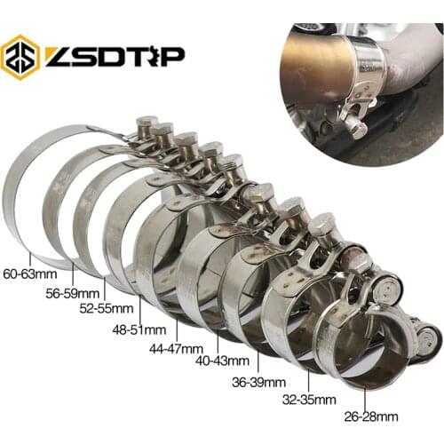 ZSDTRP 28 35 39 43 47 51 55 59 63mm Motorcycle Stainless Steel For Band Exhaust Clamp Kit Fit Motorcycle Muffler Silencer