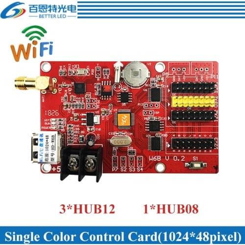 HD-W6B USB+Wifi 3*HUB12 & 1*HUB08 Single color(1024*48 pixels) & Dual color(512*48 pixels) LED display control card