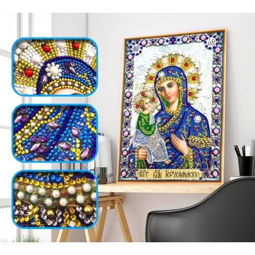 Huacan Religion Diamond Painting Special Shaped 5D Diamond Embroidery Icons Virgin Mary Home Decor