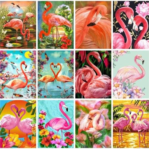 Huacan 5d Diamond Painting Flamingos New Arrivals Full Square Drill Diamond Embroidery Mosaic Animal Craft Kit Home Decor